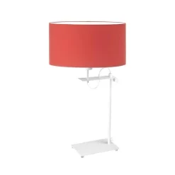 Lampka ALASKA abażur czerwony stelaż biały