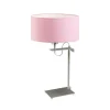 Lampka ALASKA abażur jasny różowy stelaż srebrny