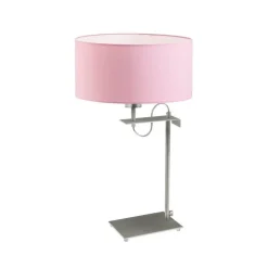 Lampka ALASKA abażur jasny różowy stelaż srebrny