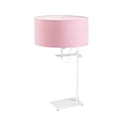 Lampka ALASKA abażur jasny różowy stelaż biały