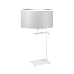 Lampka ALASKA abażur jasny szary stelaż biały