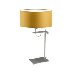 Lampka ALASKA abażur musztardowy stelaż srebrny