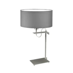 Lampka ALASKA abażur szary stalowy stelaż srebrny