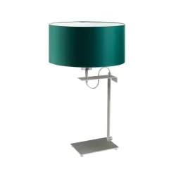 Lampka ALASKA abażur zieleń butelkowa stelaż srebrny