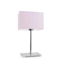Lampka AMALFI abażur jasny różowy stelaż chrom
