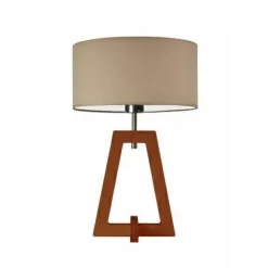 Lampka  CLIO abażur beżowy stelaż mahoniowy