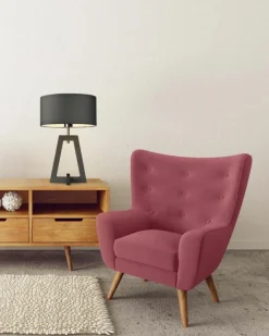 Lampka  CLIO abażur beżowy stelaż mahoniowy