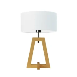 Lampka  CLIO abażur biały stelaż dębowy