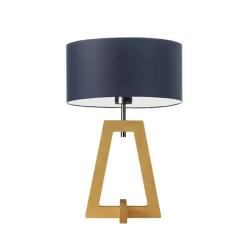 Lampka  CLIO abażur granatowy stelaż dębowy
