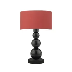 Lampka HONOLULU abażur czerwony stelaż czarny