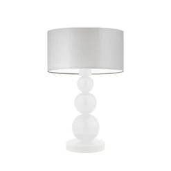 Lampka HONOLULU abażur jasny szary stelaż biały