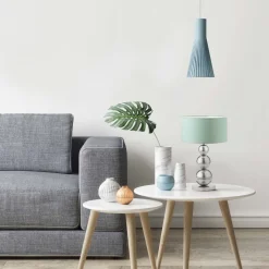 Lampka HONOLULU abażur szary melanż stelaż srebrny