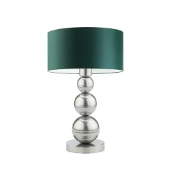 Lampka HONOLULU abażur zieleń butelkowa stelaż srebrny