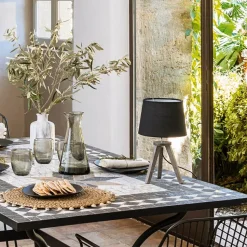 Lampka nocna Mini szara/drewno