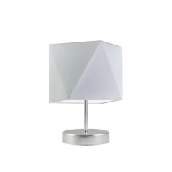 Lampka PASADENA abażur jasny szary stelaż stal szczotkowana
