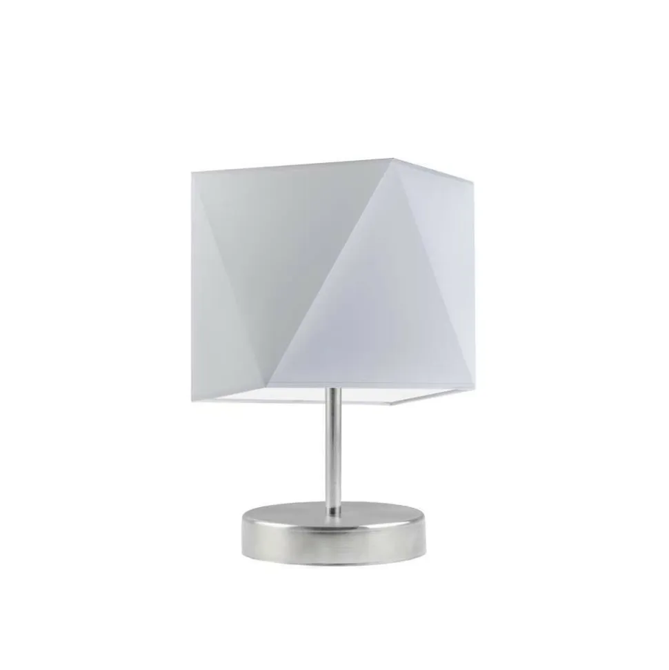 Lampka PASADENA abażur jasny szary stelaż stal szczotkowana