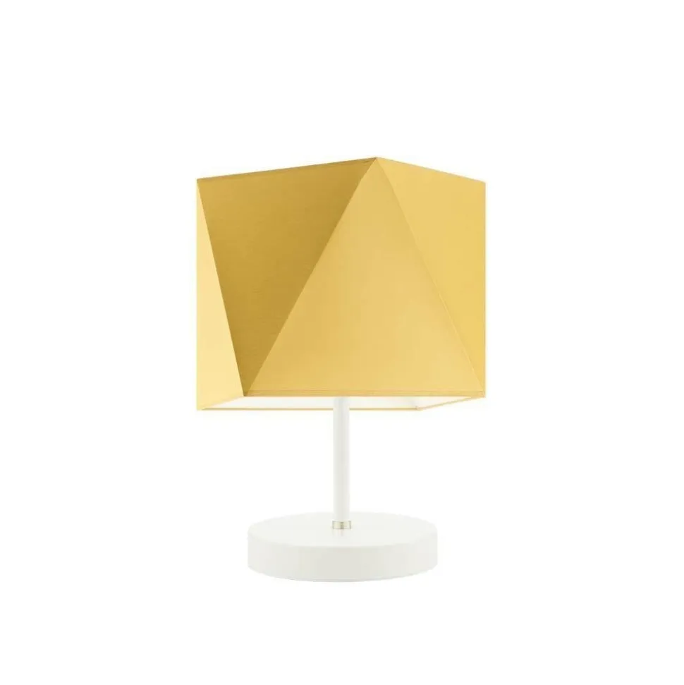 Lampka PASADENA abażur musztardowy stelaż biały