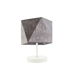 Lampka PASADENA abażur szary melanż stelaż biały