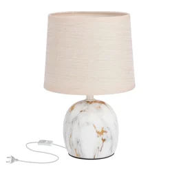 Lampka stołowa Adelina lampa gabinetowa  marmur+złoty 1x40W E14 abażur beżowy od dina