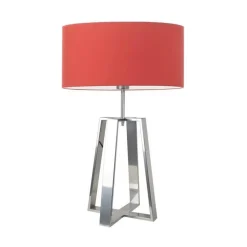 Lampka THOR abażur czerwony stelaż srebrny
