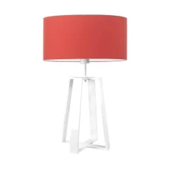 Lampka THOR abażur czerwony stelaż biały