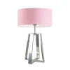 Lampka THOR abażur jasny różowy stelaż srebrny