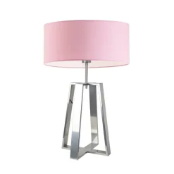 Lampka THOR abażur jasny różowy stelaż srebrny