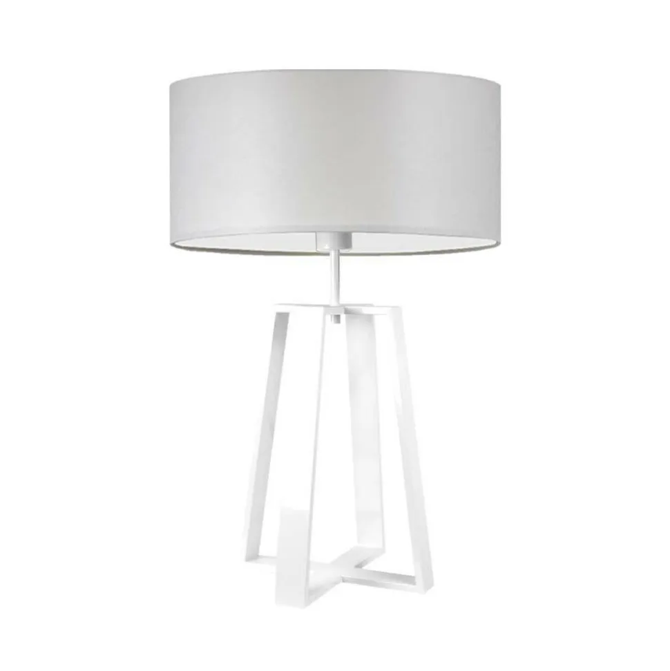 Lampka THOR abażur jasny szary stelaż biały