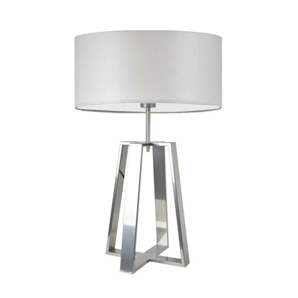 Lampka THOR abażur jasny szary stelaż srebrny