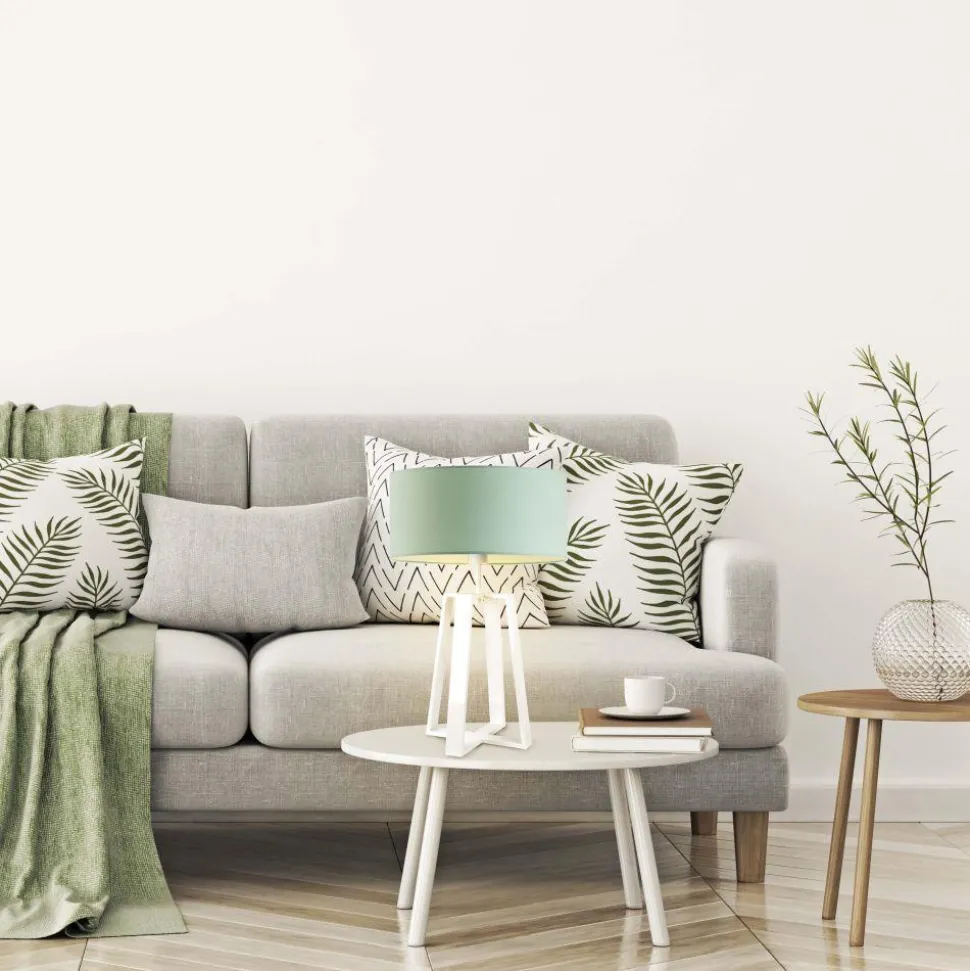 Lampka THOR abażur zieleń butelkowa stelaż biały