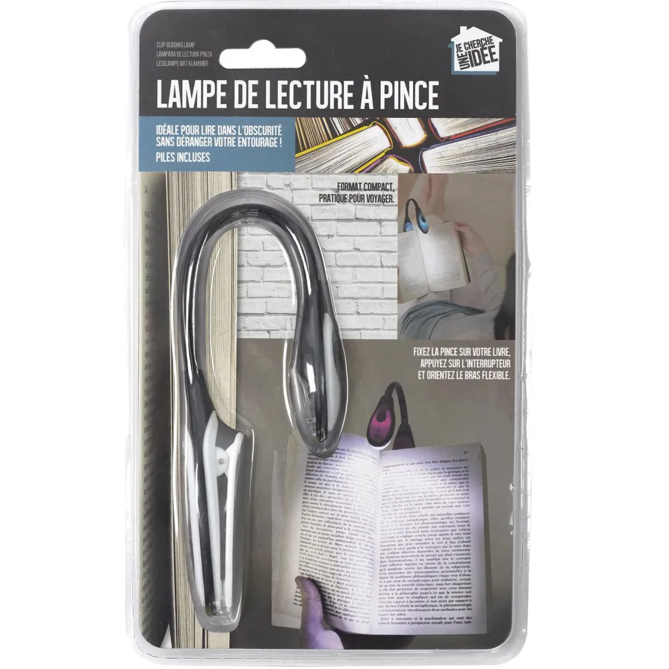 Lampka z klipsem do czytania szara