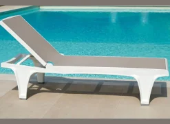 Leżak ogrodowy Tahiti biały/beżowy
