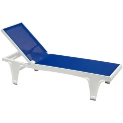Leżak ogrodowy Tahiti biały/niebieski