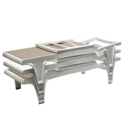 Leżak ogrodowy Tahiti biały/niebieski