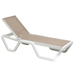 Leżak ogrodowy Vela biały/beżowy