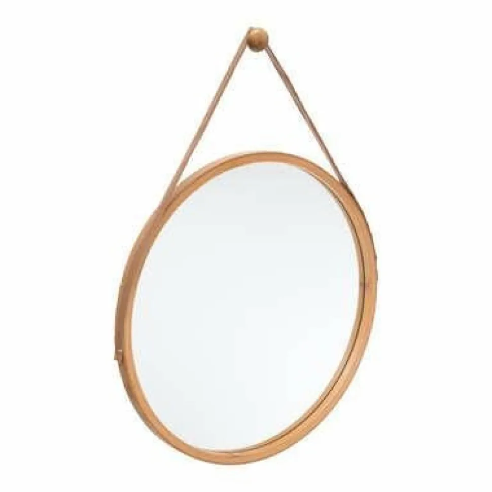 Lustro bambusowe okrągłe na pasku