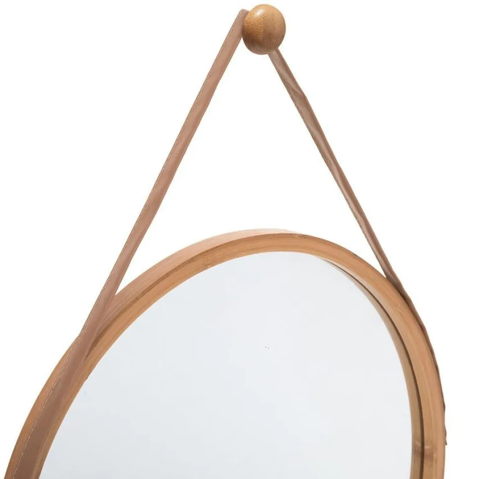 Lustro bambusowe okrągłe na pasku