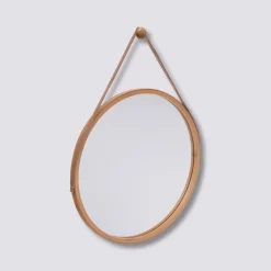 Lustro bambusowe okrągłe na pasku