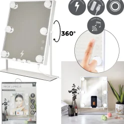 Lustro LED z głośnikiem i ładowarką