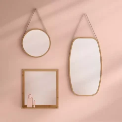 Lustro owalne 43x77cm ze skórzanym paskiem