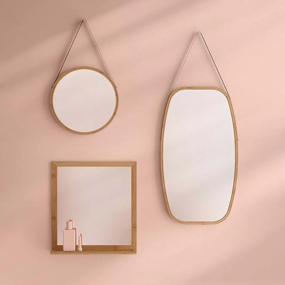 Lustro owalne 43x77cm ze skórzanym paskiem