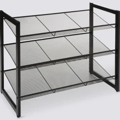 Metalowa półka na buty czarna na 9 par