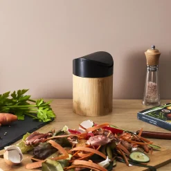 Mini kosz na śmieci bambus/ czarny