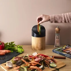 Mini kosz na śmieci bambus/ biały