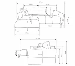 Narożnik Bode z funkcją spania prawy      szary Sicuro 65