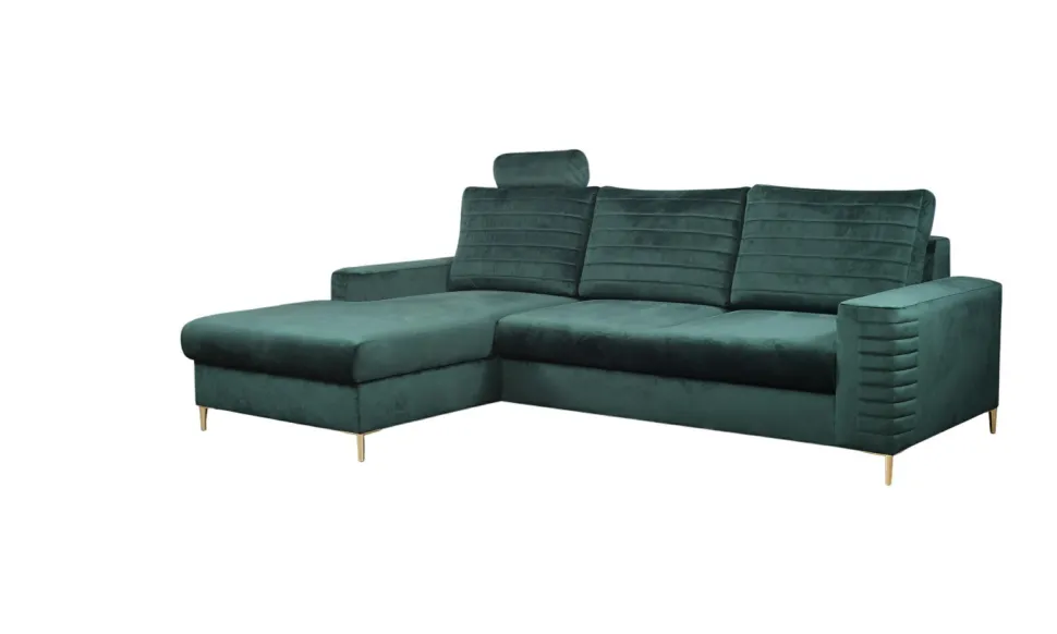 Narożnik Hald z funkcją spania lewy butelkowa zieleń Velluto 27
