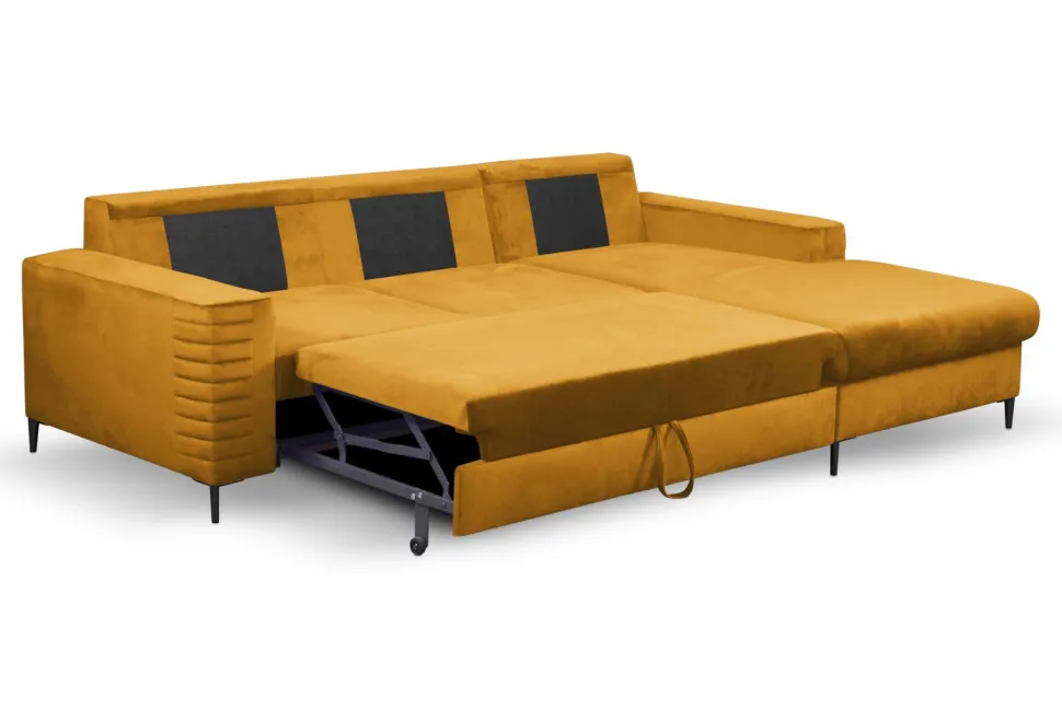 Narożnik Hald z funkcją spania prawy musztardowy Velluto 8