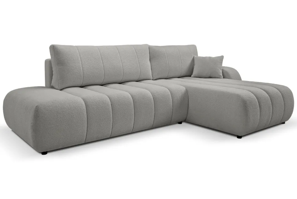 Narożnik Hobro z funkcją spania prawy szary jasny Lambi 11