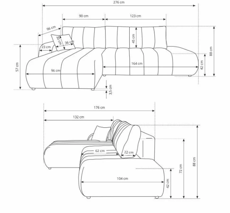 Narożnik Hobro z funkcją spania prawy szary jasny Lambi 11