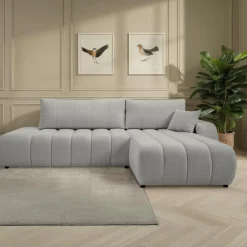 Narożnik Hobro z funkcją spania prawy szary jasny Lambi 11